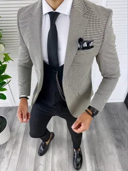 Sacou barbati in carouri slim fit B5009 80 S2-1